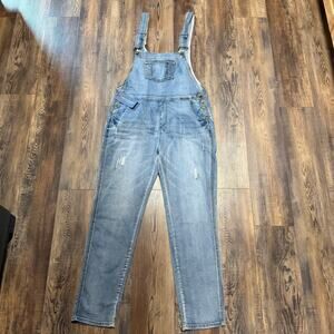 NWT Anna-Kaci Womens 2XL Distressed Denim Overalls Boyfriend Bib Jumpsuit
